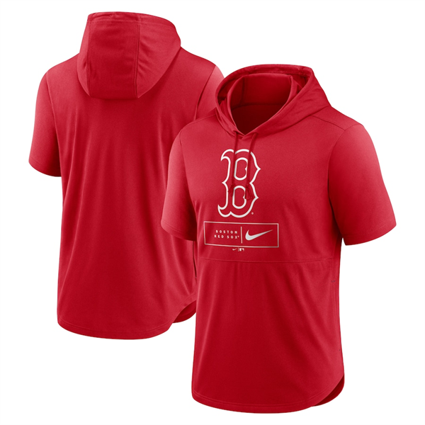Men's Boston Red Sox Red Short Sleeve Pullover Hoodie Men's Boston Red Sox Red Short Sleeve Pullover Hoodie